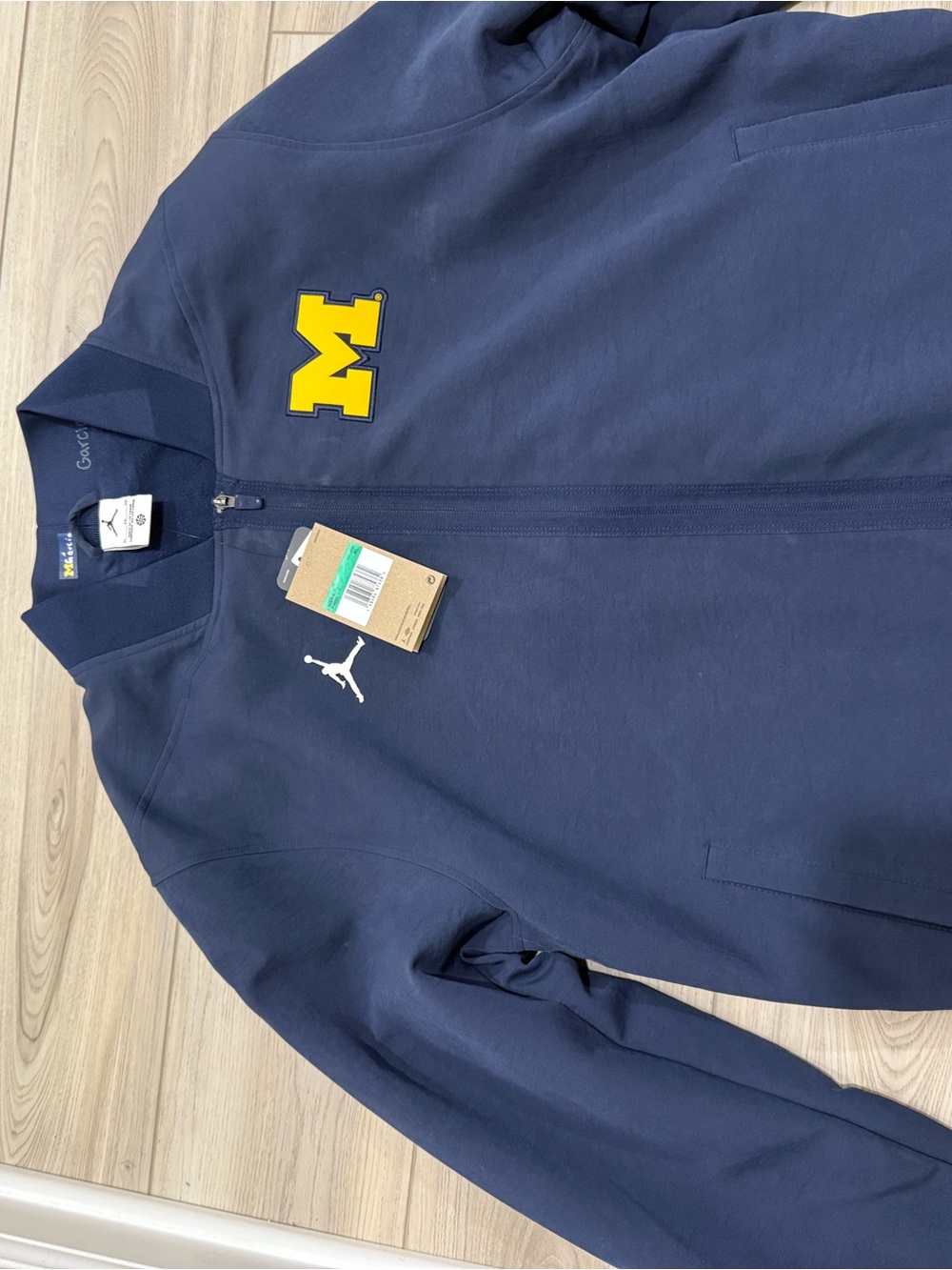 Michigan Jordan Navy Full-Zip Men's Jacket with Yellow 'M' Patch